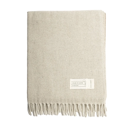 2Картинка Плед Herritage of Scotland Block Check Herringbone Knee Blanket Sand Beige/Natural